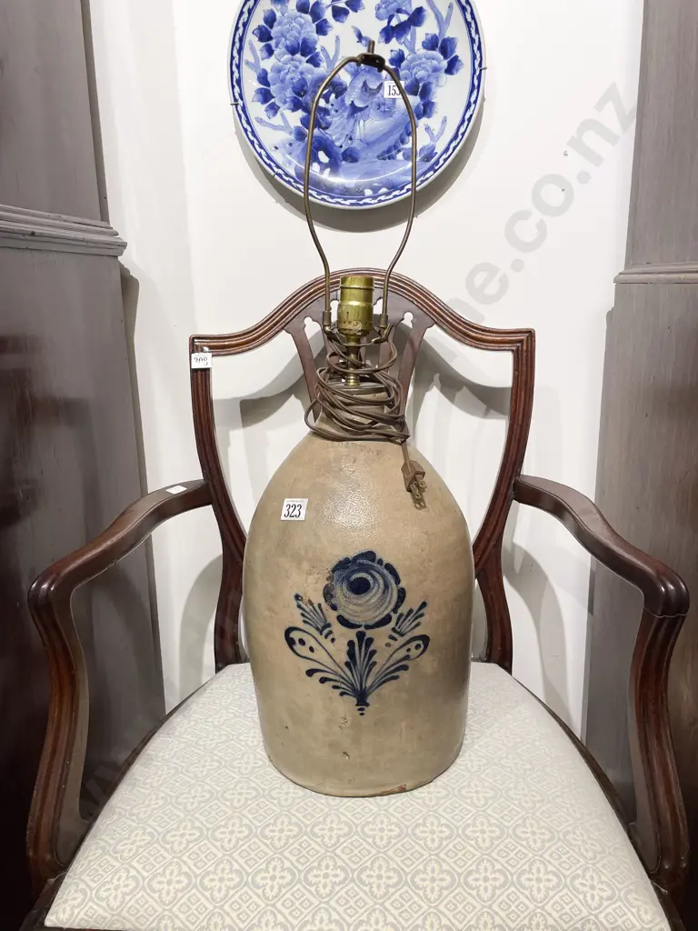 An Attractive C19th American Salt Glazed Pottery Flagon Lamp Image 1++