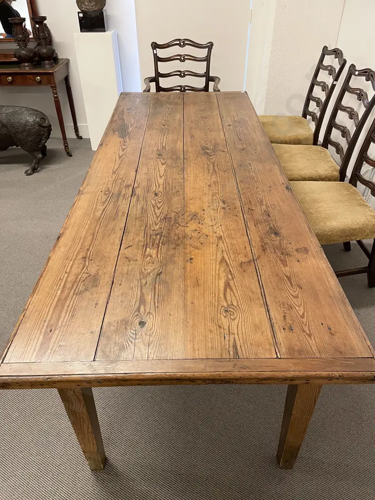 C19th Pine Farmhouse Dining Table Image 1++