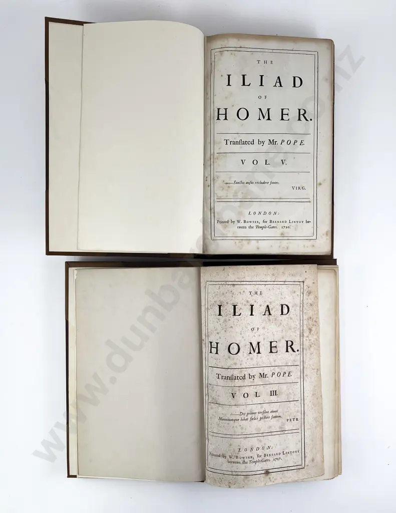 Pope Alexander (Trans) The Illiad of Homer (Vols 3 Image 1++
