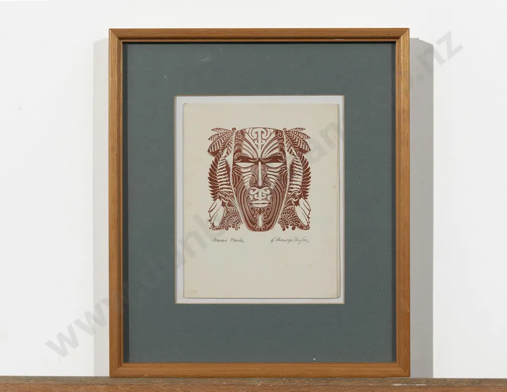 E Mervyn Taylor (1906 - 1964) - Māori Mask (1955) Image 1++