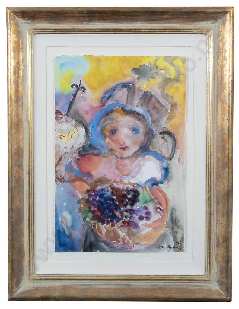 Jane Evans (1946 - 2012) - Child With Grapes Image 1++