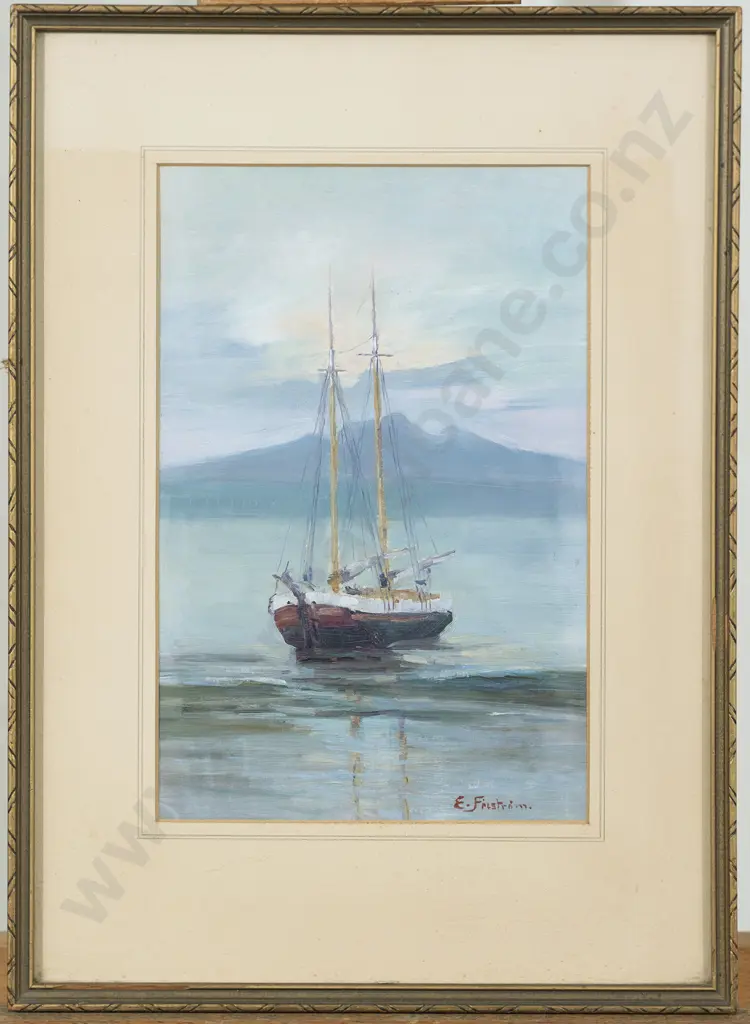Edward Fristrom (1864 - 1950) - Ship in Auckland Harbour Image 1++