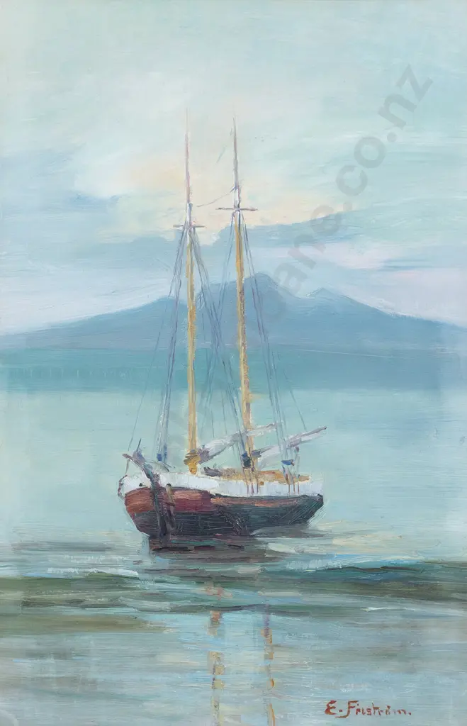 Edward Fristrom (1864 - 1950) - Ship in Auckland Harbour Image 1++