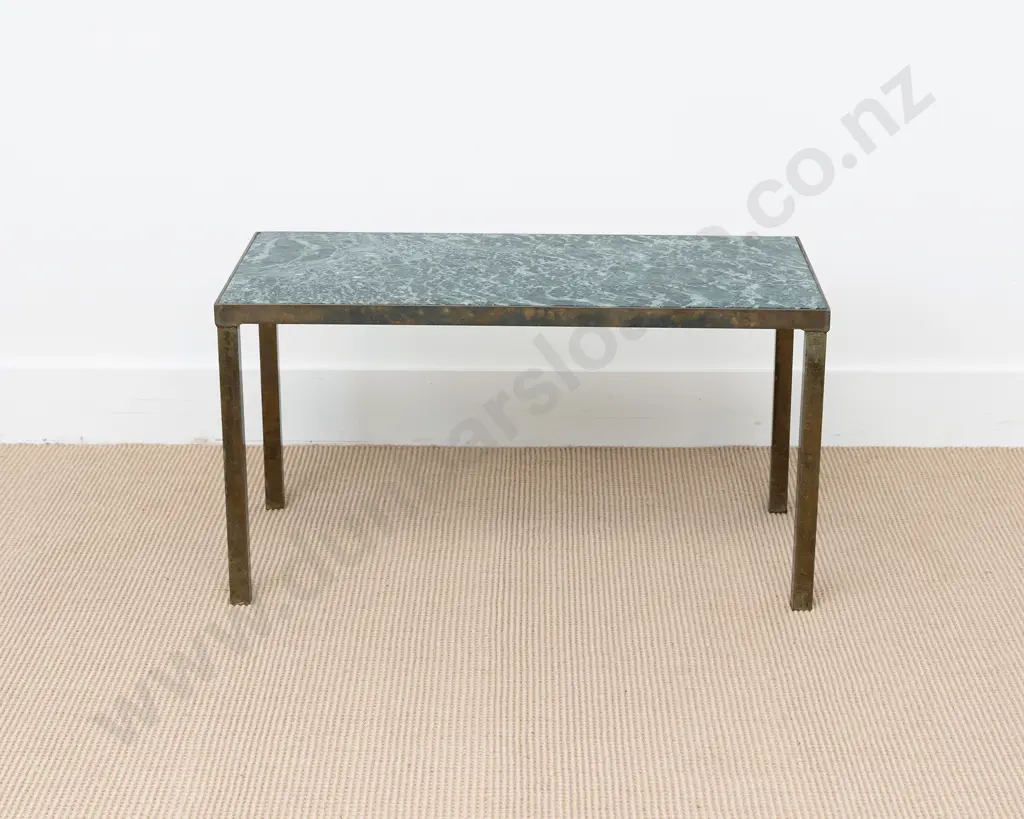 Florence Knoll Serpentine & Brass Coffee Table Image 1++