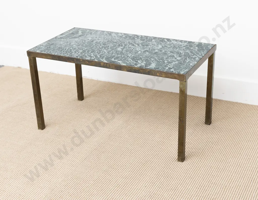 Florence Knoll Serpentine & Brass Coffee Table Image 1++