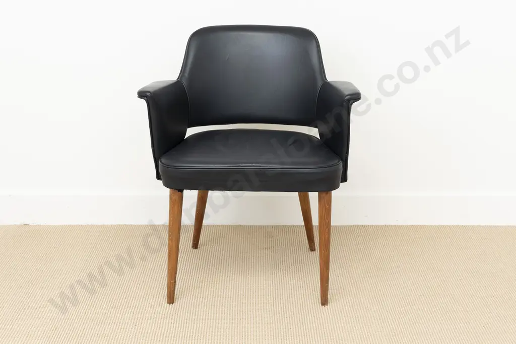 Mid Century Black Vinyl Occasional Chair Image 1++
