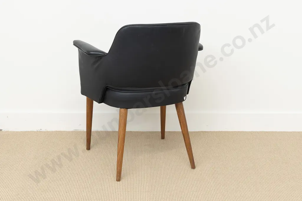 Mid Century Black Vinyl Occasional Chair Image 1++