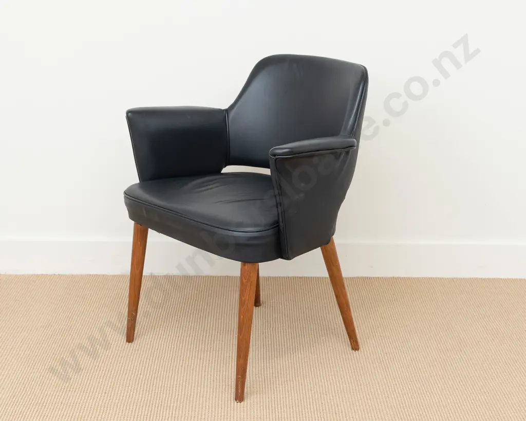 Mid Century Black Vinyl Occasional Chair Image 1++