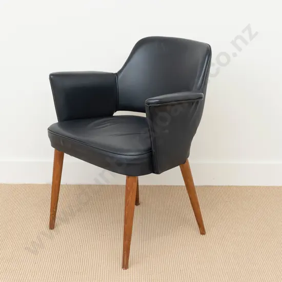 Mid Century Black Vinyl Occasional Chair