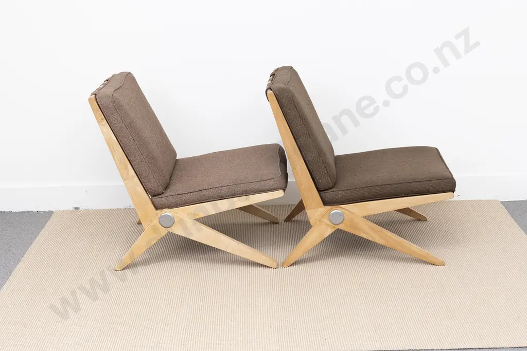 Two Pierre Jeanneret Scissor Chairs Image 1++