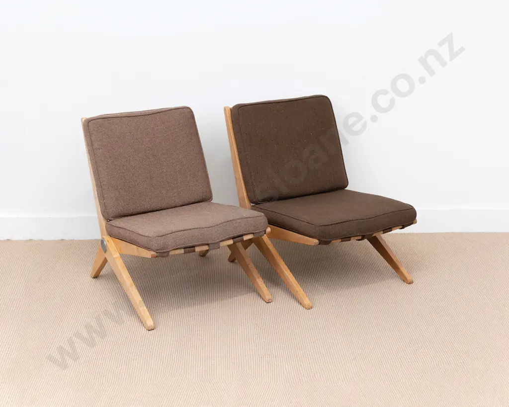 Two Pierre Jeanneret Scissor Chairs Image 1++