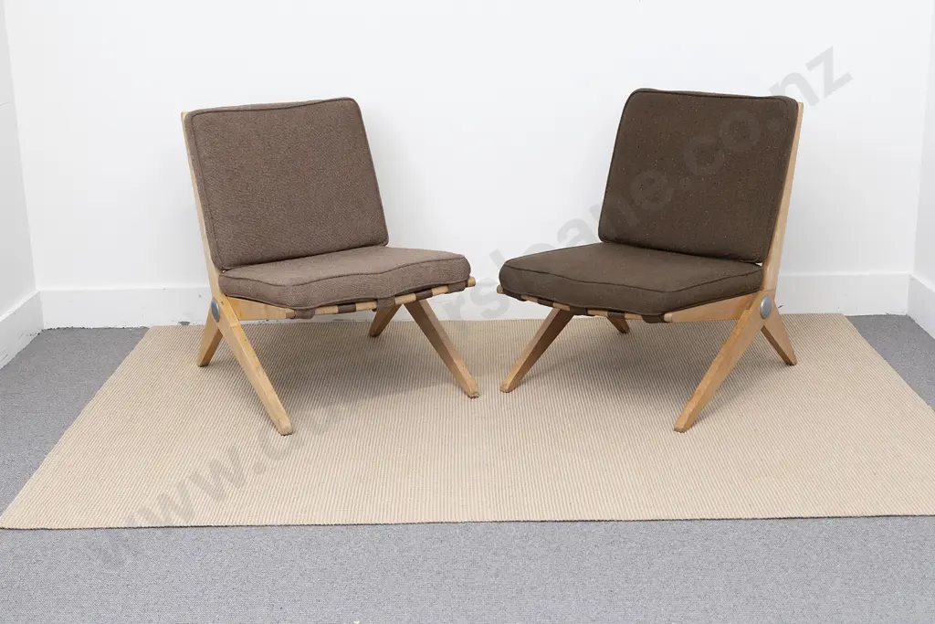 Two Pierre Jeanneret Scissor Chairs Image 1++