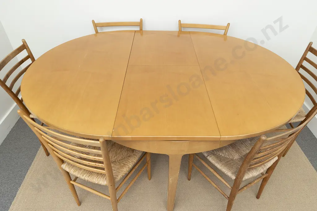 Ernst Plishke Circular Extension Dining Table & Six Chairs Image 1++