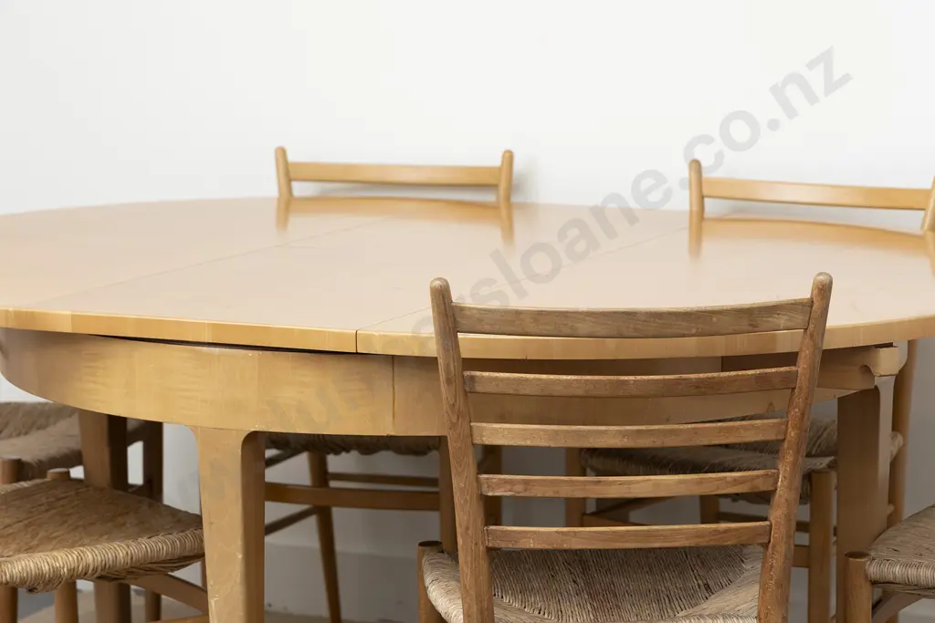 Ernst Plishke Circular Extension Dining Table & Six Chairs Image 1++