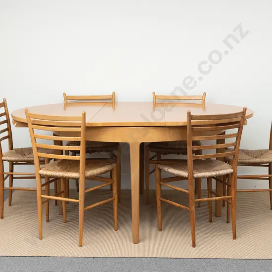 Ernst Plishke Circular Extension Dining Table & Six Chairs