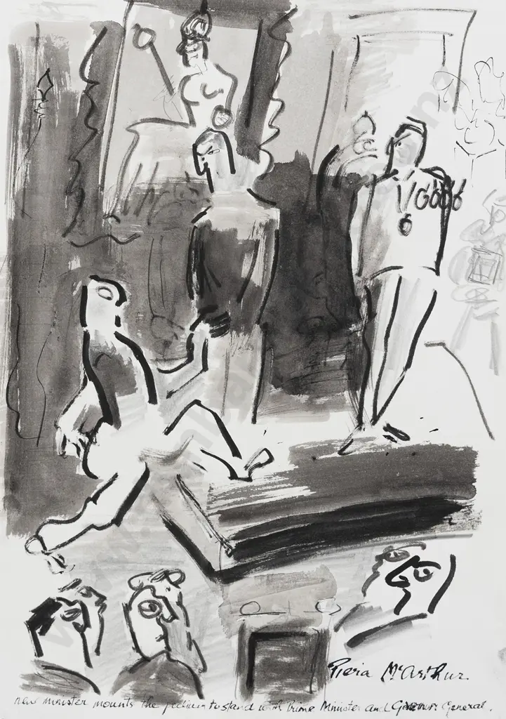 Piera McArthur (b.1929) - New Minister Mounts The Podium (unframed) Image 1++