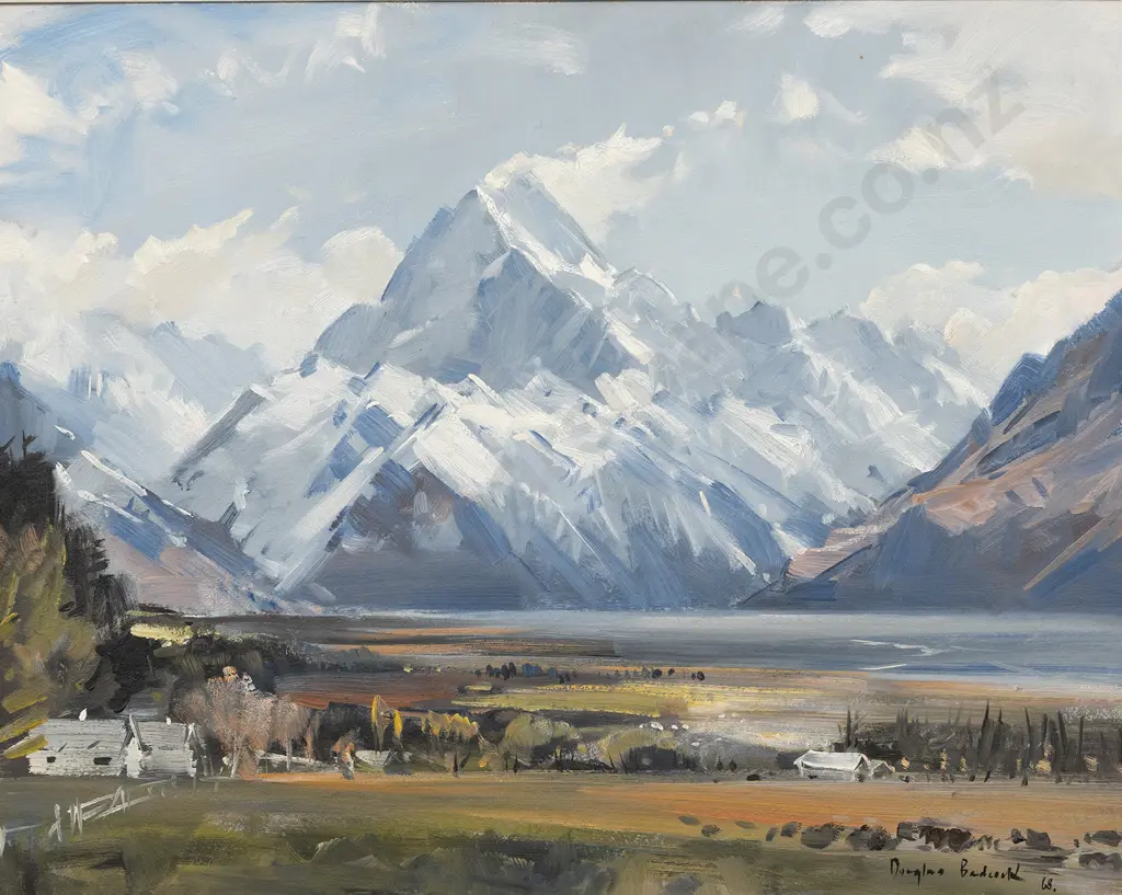 Douglas Badcock (1922 - 2009) - Mt Cook From Glentanner Station Image 1++