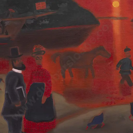 Lindsay Crooks (1957 - 2005) - Red Dawn With Horse