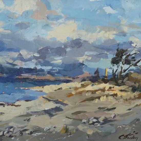 Gaston De Vel (1924 - 2010) - Shingle Beach - Lake Ōhau