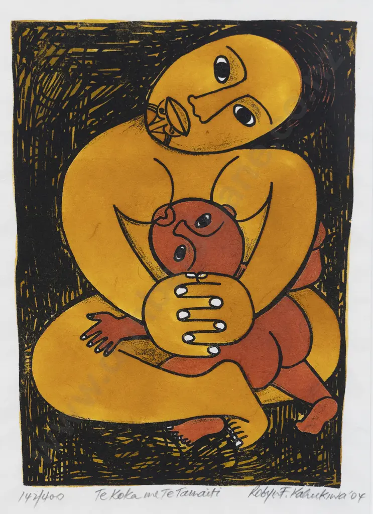 Robyn Kahukiwa (b 1938) - Te Keka me Te Tamaiti Image 1++