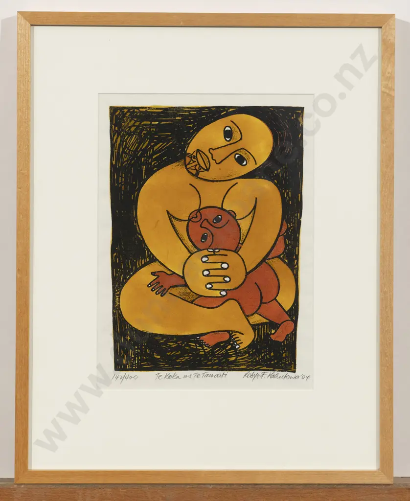 Robyn Kahukiwa (b 1938) - Te Keka me Te Tamaiti Image 1++