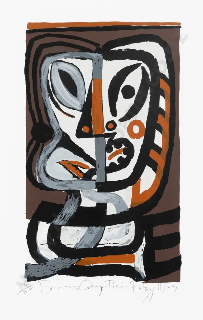 Dick Frizzell (b 1943) - Brown & Orange Tiki Image 1++