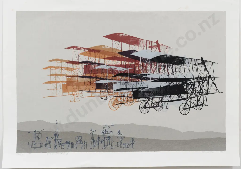 Ted Dutch (1928 - 2008) - Flying Machine V (unframed) Image 1++