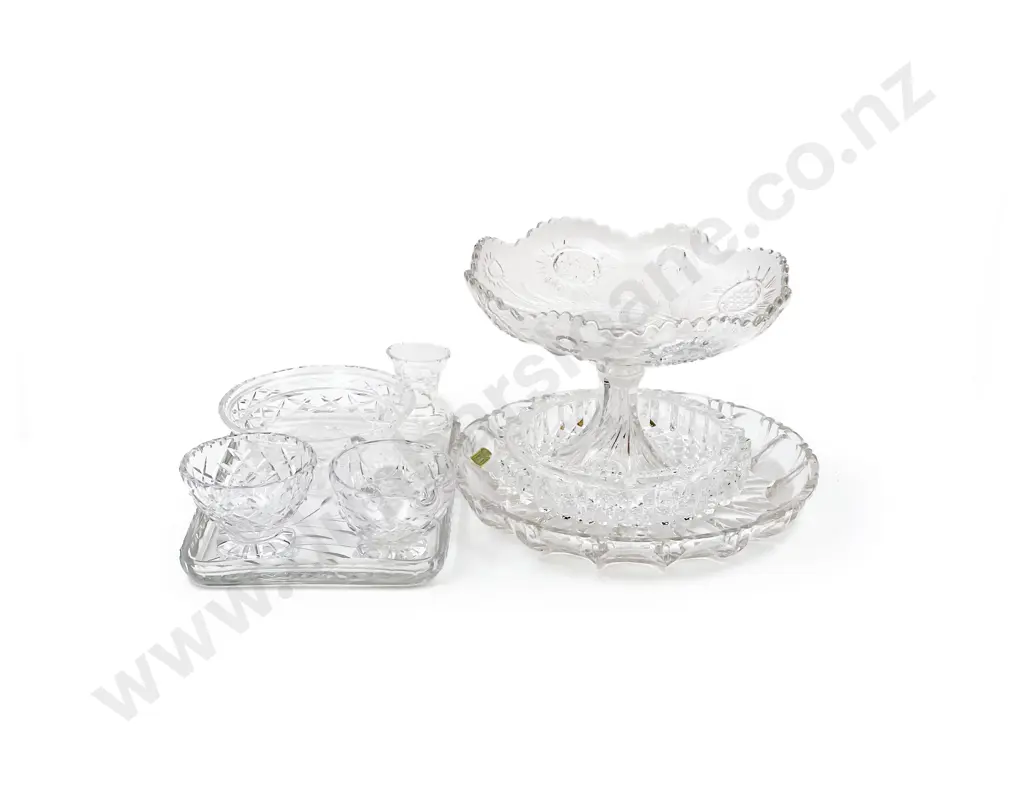 Qty of Assorted Pressed Glass and Crystal Image 1++