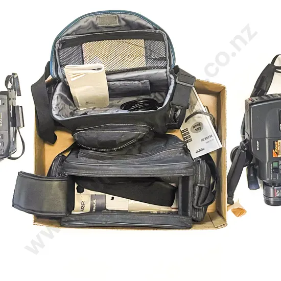 Box of Assorted Vintage Handy Cams etc.