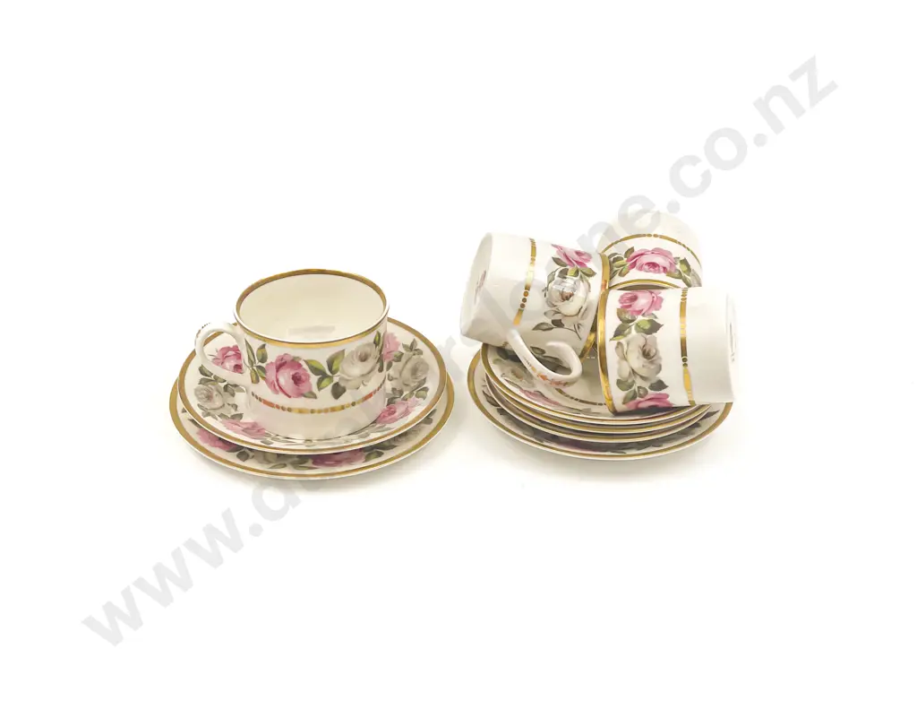 Royal Worcester "Royal Garden" Trio and Three Smaller Cups and Saucers etc. Image 1++