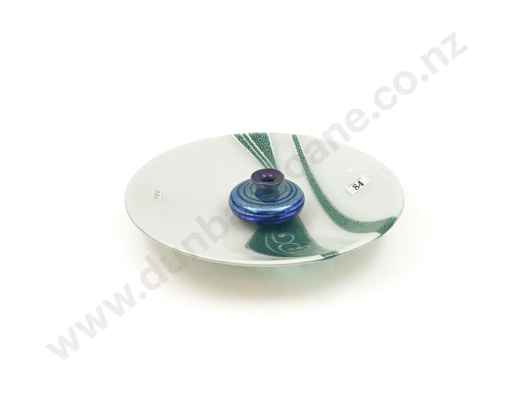 NZ Art Glass Charger with Small Art Glass Vase Image 1++