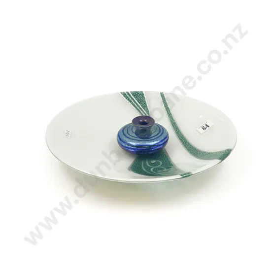 NZ Art Glass Charger with Small Art Glass Vase