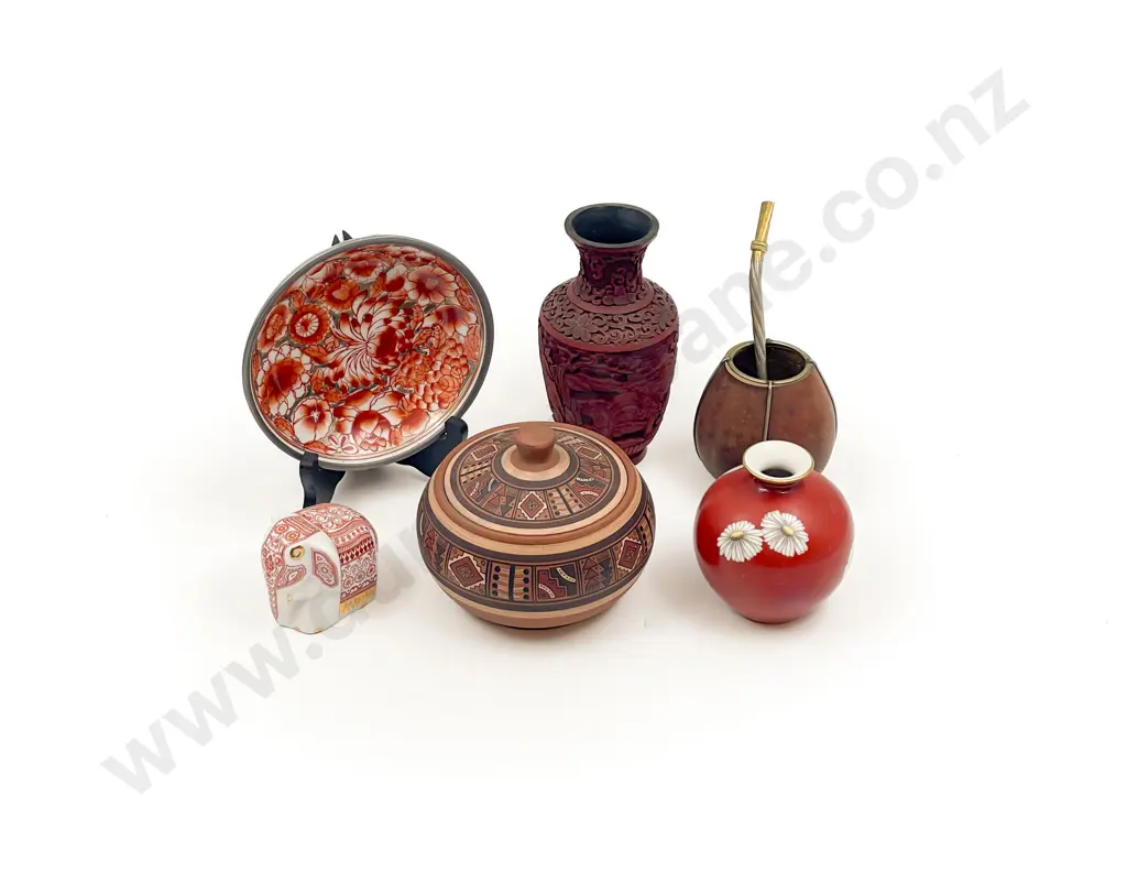 Qty of Assorted incl Cinnabar Lacquer Vase Image 1++