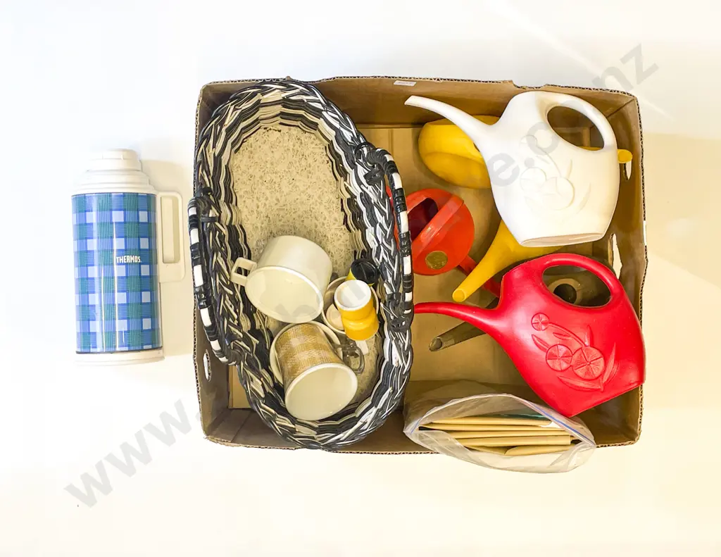 Qty of Assorted Vintage Plastic Watering Cans Etc. Image 1++