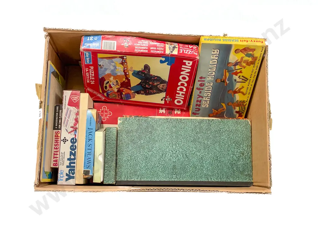 Box Qty of Assorted Vintage Board Games and Puzzles etc. Image 1++