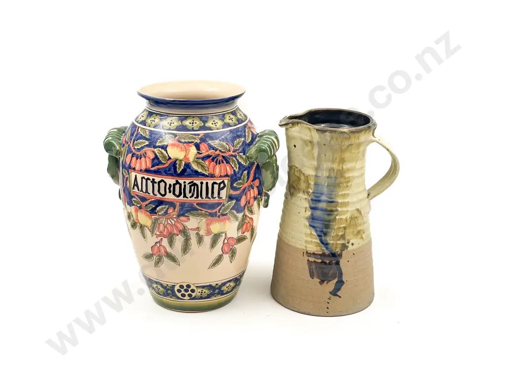 Hand Painted Vase together with Pottery Jug Image 1++