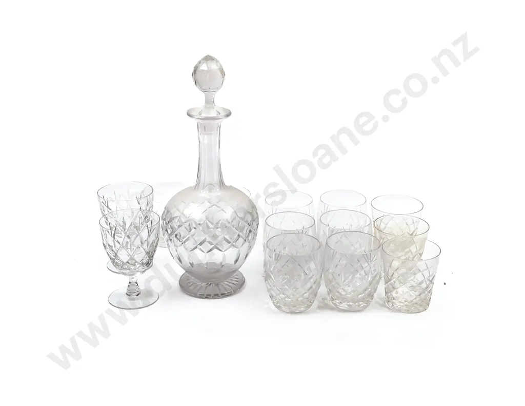 Decanter and Assorted Glasses Image 1++