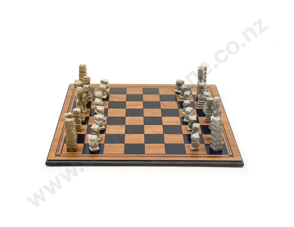 Carved Hardstone Chess Set Image 1++