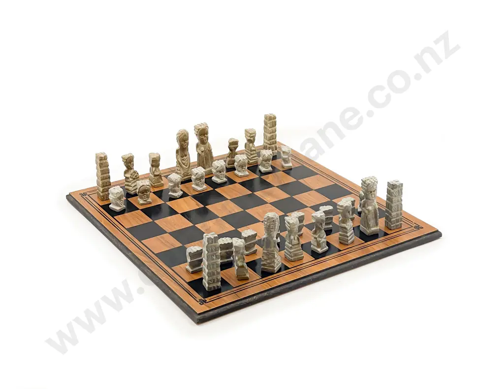 Carved Hardstone Chess Set Image 1++