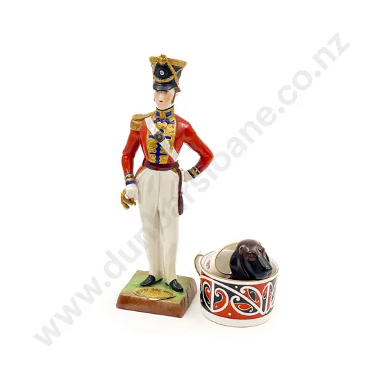Dresden Figure of Soldier together with RD Cup and Two Others