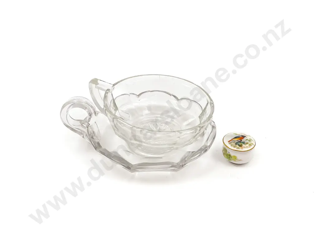 Two Pieces of French Glassware together with Royal Worcester Miniature Image 1++