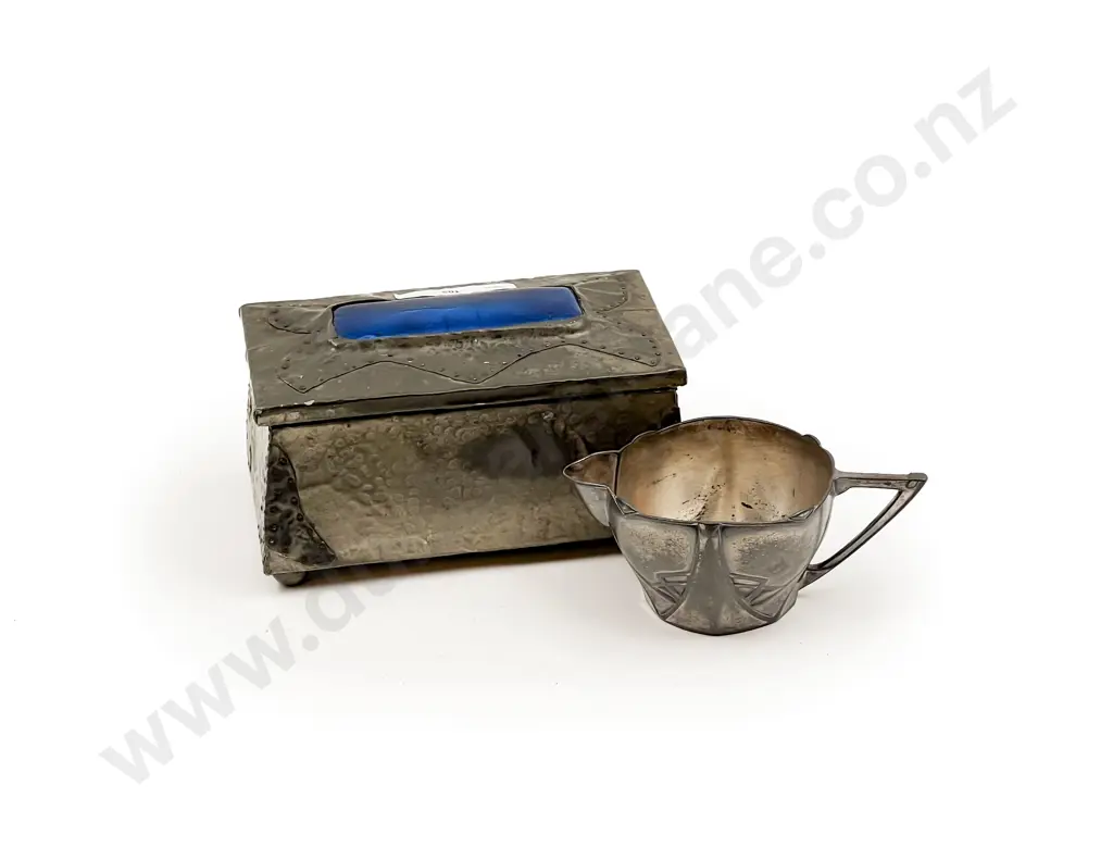 Arts and Crafts Pewter Jewellery Box WMF Cream Jug. Image 1++