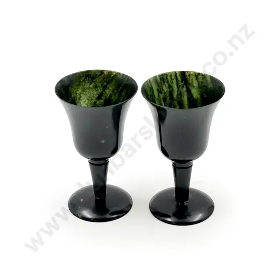 Pair of Spinach Jade Small Goblets