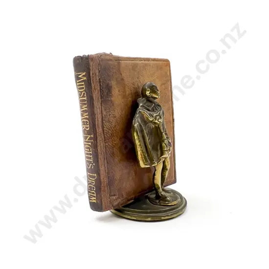 Small Brass Book Stand of Shakespeare together with Miniature Shakespeare Volume