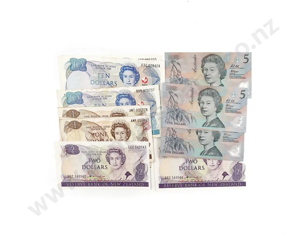 NZ Ten Dollar X3 2 Dollar x2 1 Dollar X2 AU 5 Dollar X 3 Image 1++