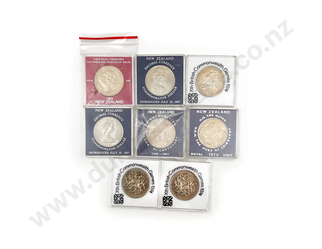 NZ 8 Comm. Dollar Coins Image 1++