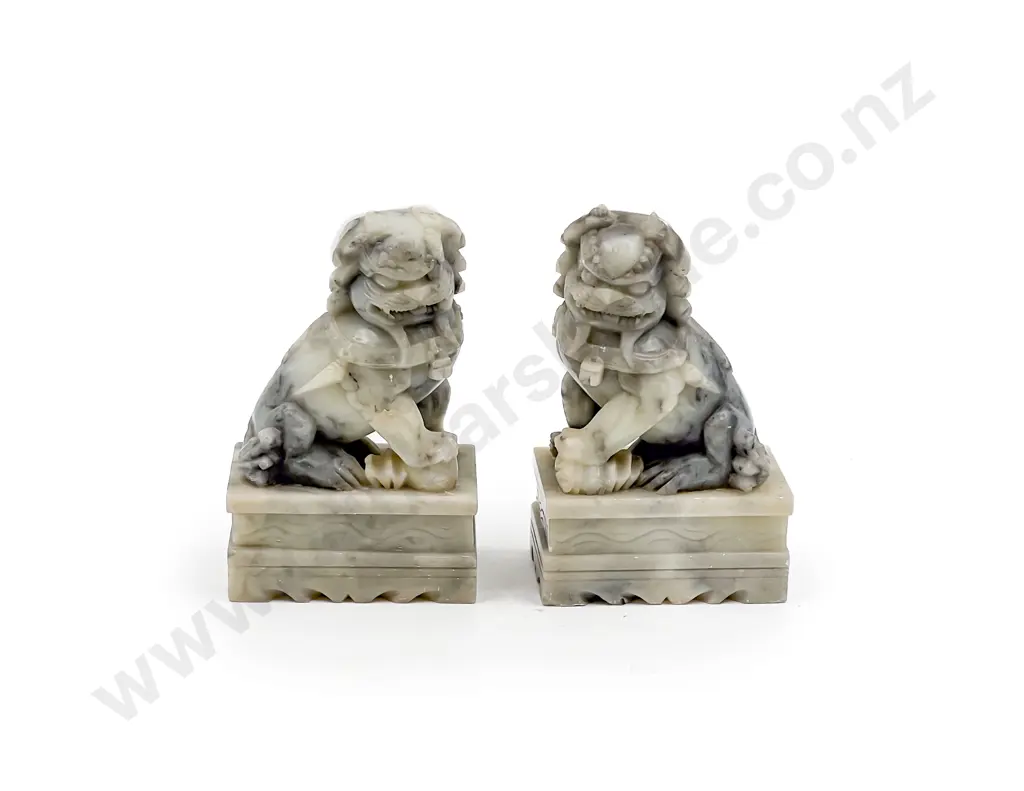 Pair Soap Stone Foo Dogs Image 1++
