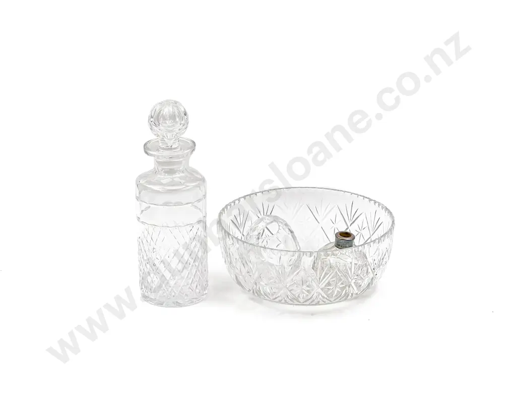 Crystal Decanter and Bowl together with Two Others Image 1++