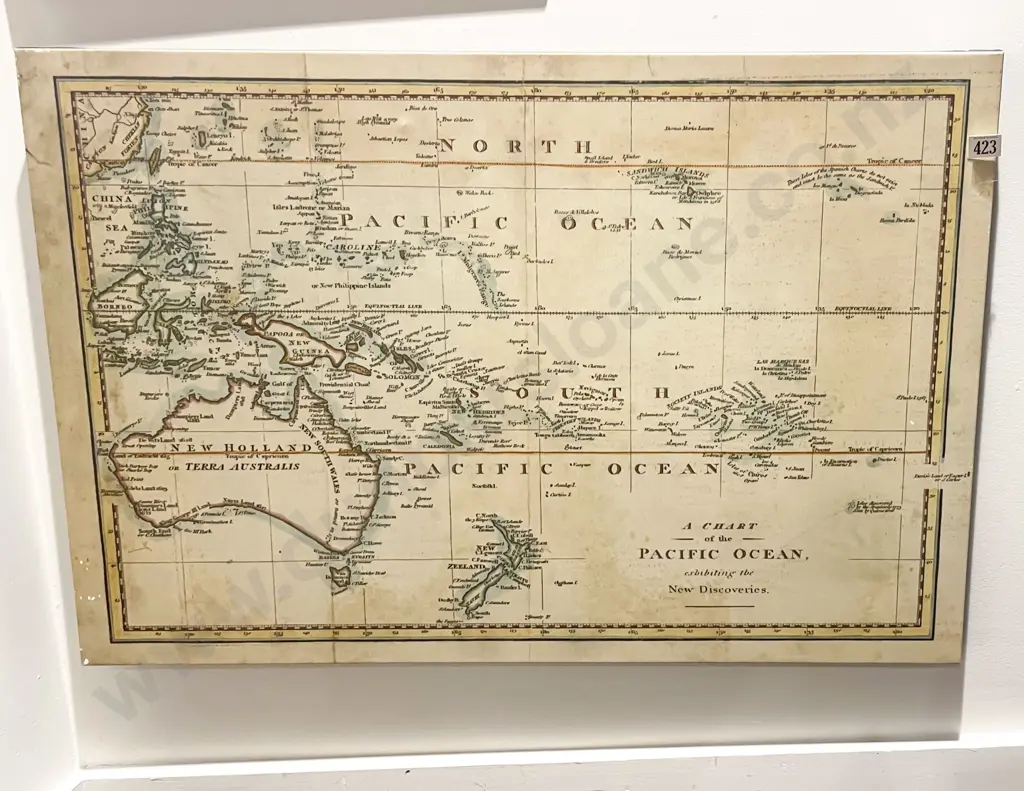 A Chart of the Pacific Ocean - print on canvas Image 1++