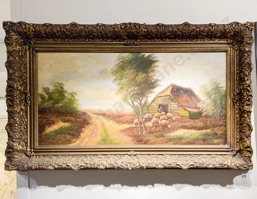 Ornate Gilt Framed Oil, European Landscape Image 1++